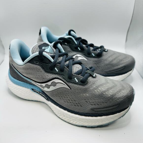 Saucony Womens Triumph 19 Running Shoes Alloy Powder Grey Blue Size 7.5 (S10678) - Picture 2 of 7